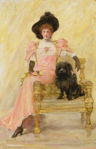 Portrett av en dame med hunden sin